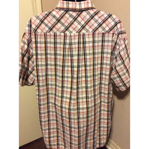 SouthPole Hexagon Product Short Sleeve Button Shirt Mens Size 5XL White Plaid - Picture 7 of 12